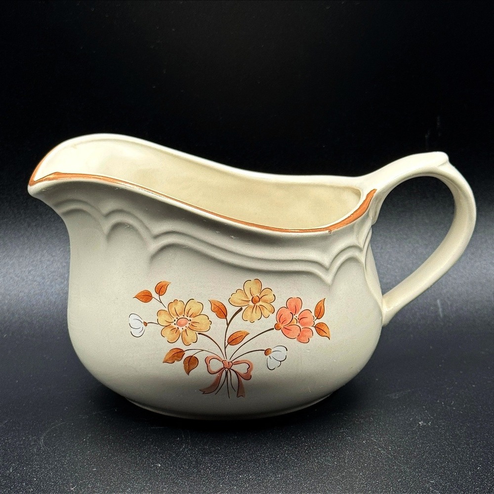 Cordella Stoneware Gravy‎ Boat Japan Floral Creamer Sauce Pitcher Vintage